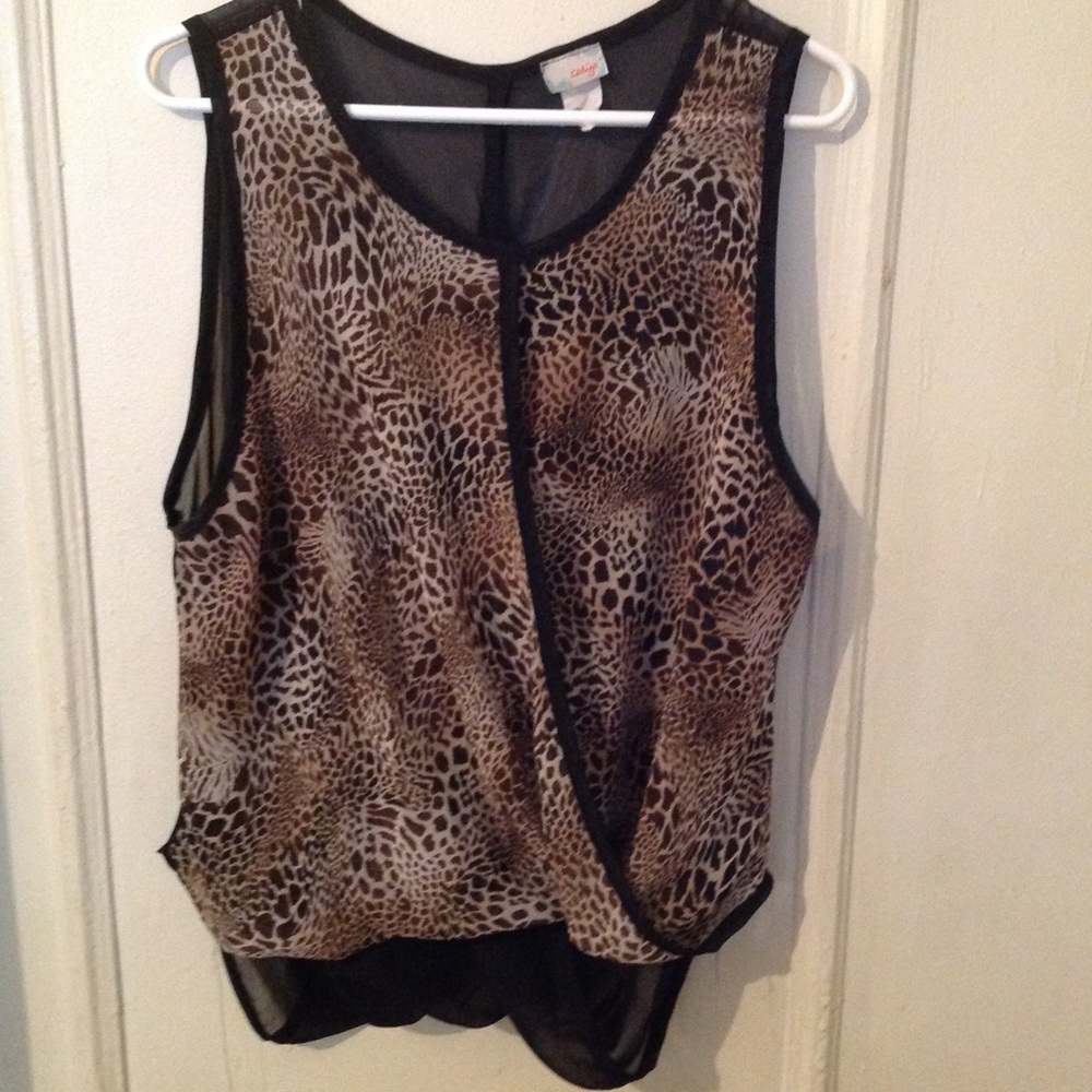Leopard and black sheer top